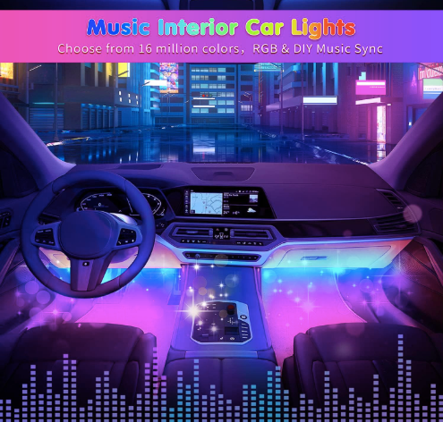 LEDPro®Luz de Ambiente Interior para Coche con Fibra Óptica RGB,